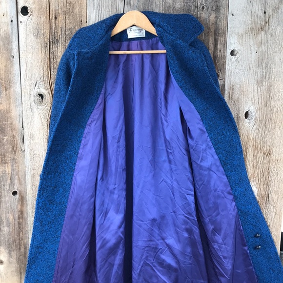 SOLD! VTG 70s Ferncroft 100% Wool Mottled Blue Overcoat, 11/12P, Union Made - Picture 9 of 9